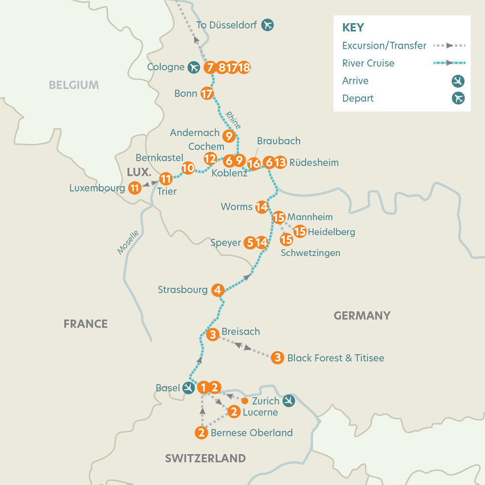 tourhub | Riviera Travel | Grand Cruise of the Moselle, Rhine, Luxembourg & Switzerland - MS Emily Brontë 