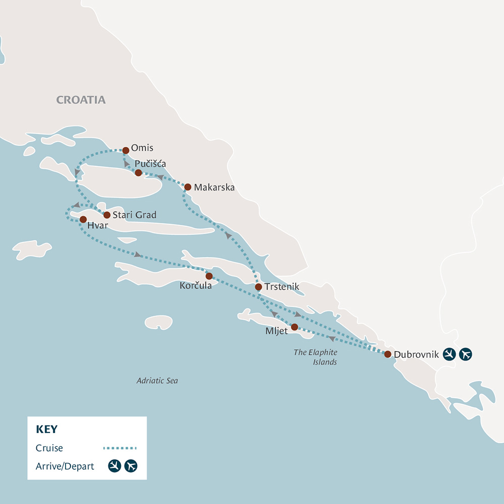 tourhub | Riviera Travel | Dubrovnik & Splendours of Dalmatia for solo travellers - MS Adriatic Sun | Tour Map